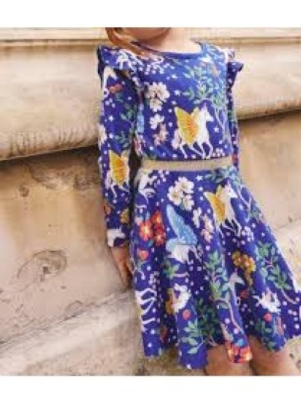Mini Boden Mabel Twirly Ballerina Dress Blue Enchanted Unicorn Size 3-4y Whimsy